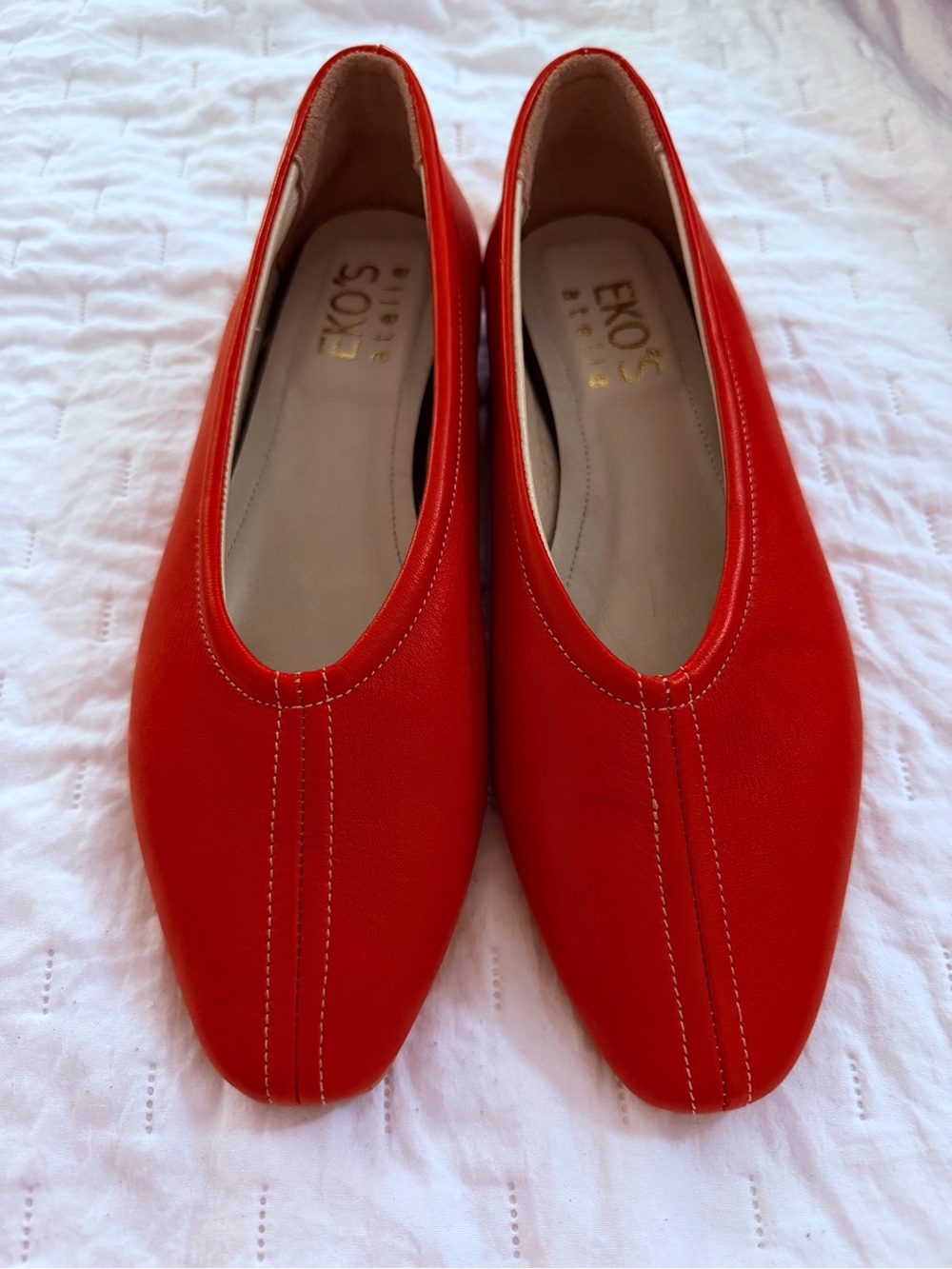 Red Leather Women's Slip-On Flats
